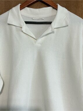 Zara Classic White Ribbed Polo Shirt